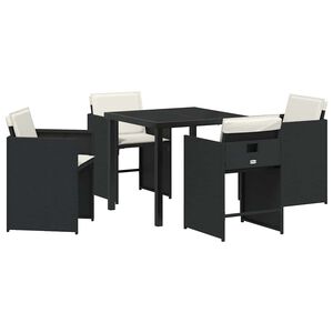 vidaXL Aia s&ouml;&ouml;gilaudade komplekt padjaga 5 pcs Must pol&uuml;rotang