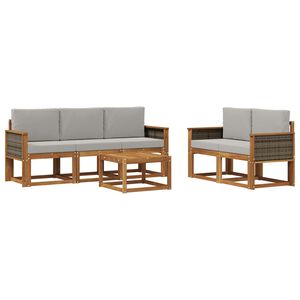 vidaXL V&auml;li diivanikomplekt padjaga 6 pcs Naturaalne ja helehall