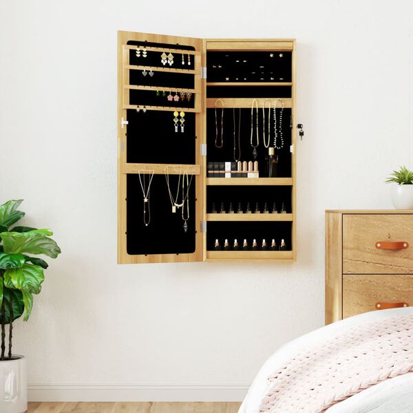 vidaXL seinale kinnitatav ehetekapp peegli ja LED-tuledega