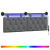 vidaXL Rippuv voodipeats LED-valgustusega Tumehall kangas