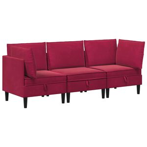 vidaXL Elutoa m&ouml;&ouml;bliseade padjaga ladustamisega 3 pcs Veinpunane Samet
