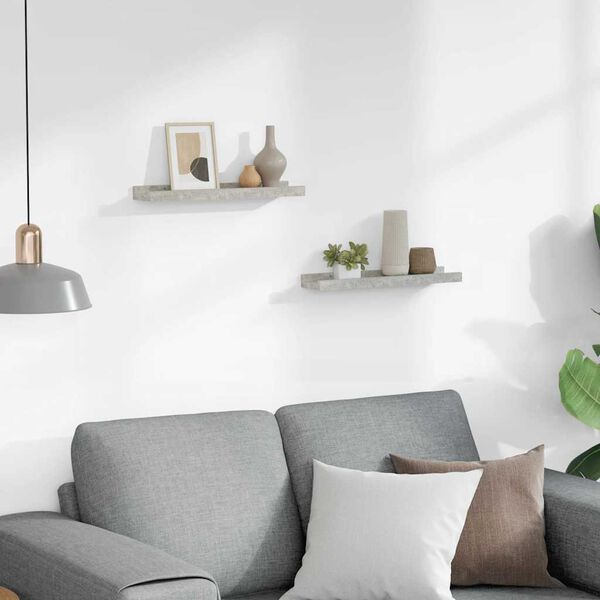 vidaXL seinariiulid, 2 tk, betoonhall, 40x9x3 cm