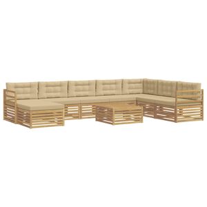 vidaXL V&auml;li diivanikomplekt padjaga 9 pcs Valge ja Beez Pol&uuml;ester