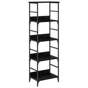 vidaXL Raamatukapp 4 tasandit 50 x 33 x 153 cm Tehispuit Must tamm