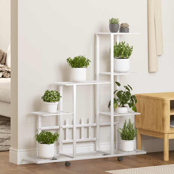 vidaXL lillealus ratastel, 94.5x25x92.5 cm, valge, metall