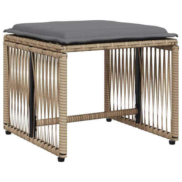 vidaXL 7-osaline aiamööbli komplekt patjadega, beež, polürotang