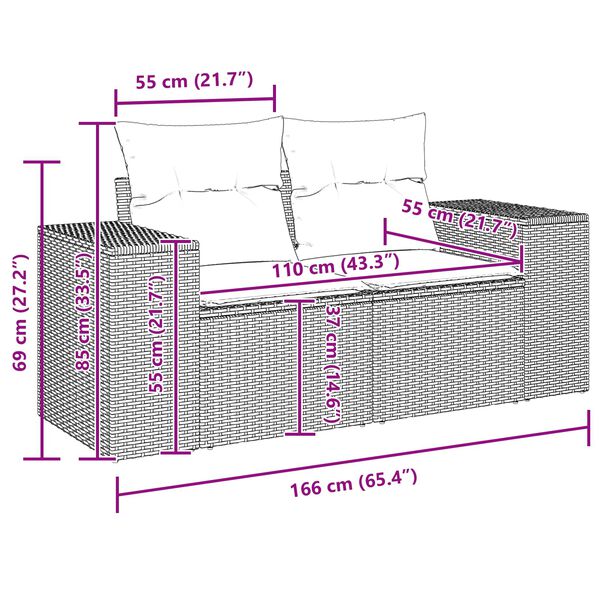 vidaXL Aia Diivanikomplekt padjaga 8 pcs Must polürotang
