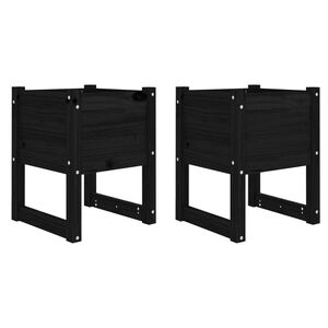 vidaXL taimekastid, 2 tk, must, 40x40x52,5 cm, toekas m&auml;nnipuit