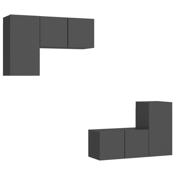 vidaXL 4-osaline telerikappide komplekt, hall, puitlaastplaat