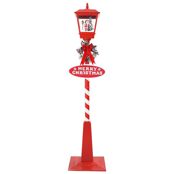 vidaXL Jõulutänava lamp lanterniga Punane 40,5x40,5x180cm Plastmass