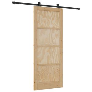 vidaXL Libisev uks Naturaalne ja must 86 x 211 cm Toekas m&auml;nnipuit
