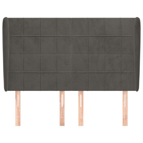 vidaXL voodipeats servadega, tumehall, 147x23x118/128 cm, samet