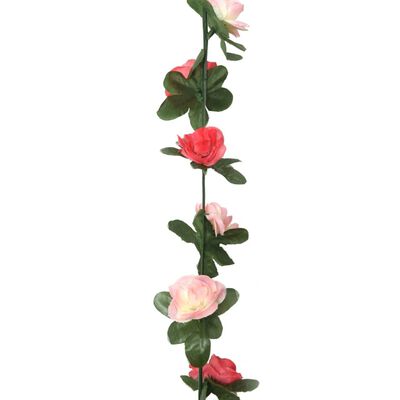 vidaXL kunstlilledega pärjad 6 tk, roosiroosa, 250 cm
