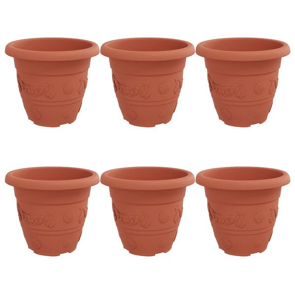 vidaXL &Uuml;mmargune lillepott 6 pcs Kohviroosa &Oslash; 26 x 21.5 cm Plastmass