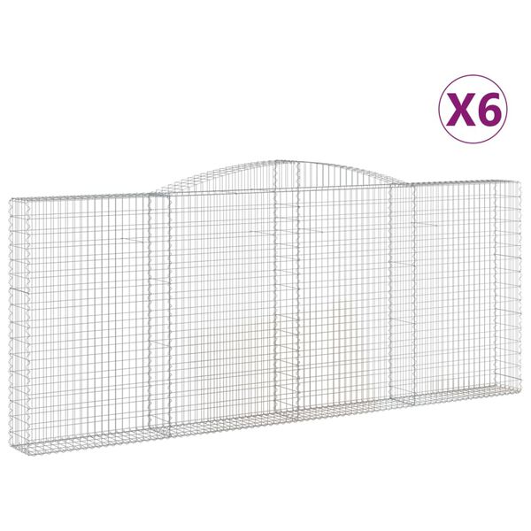 vidaXL kaarekujulised gabioonkorvid 6 tk, 400x30x160/180 cm, raud