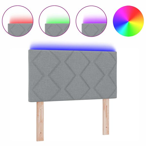 vidaXL Peats LED -ribatuledega peaga Helehall 80 cm kangas