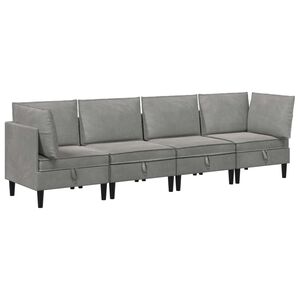 vidaXL Elutoa m&ouml;&ouml;bliseade padjaga ladustamisega 4 pcs Helehall Samet