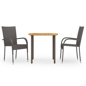 vidaXL 3-osaline aiam&ouml;&ouml;bli komplekt, pol&uuml;rotang, pruun
