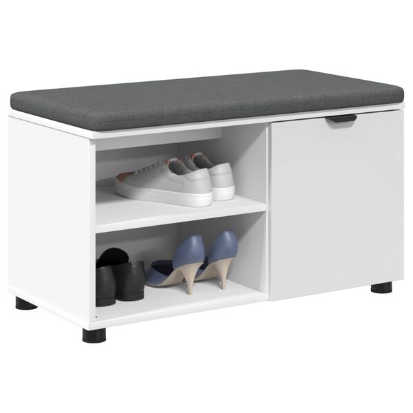 vidaXL Hallipink padjaga riiuliga ladustamisega Valge 80 x 38 x 46 cm