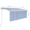 vidaXL automaatselt sissetõmmatav varikatus, 3x2,5 m, sinine/valge