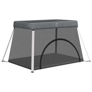 vidaXL beebi m&auml;nguaedik madratsiga, tumehall, linane kangas