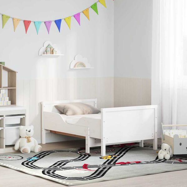 vidaXL Voodi raam madratsiga peaga Valge 80 x 200 cm Tahke m&auml;nd