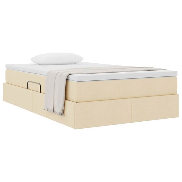vidaXL Voodi hoiukohaga ja madratsiga cream 120 x 200 cm Polüester
