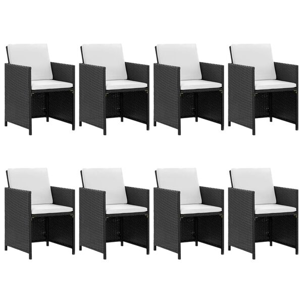 vidaXL 9-osaline aiamööblikomplekt patjadega, polürotang, must