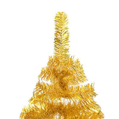vidaXL valgustusega kunstkuusk kuulidega, kuldne, 210 cm, PET
