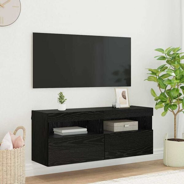 vidaXL TV Seina Kapp Must tamm 100 x 30 x 40 cm Tehispuit