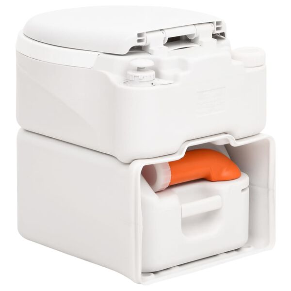 vidaXL integreeritav matkatualett, valge, 24+17 l, HDPE ja PP