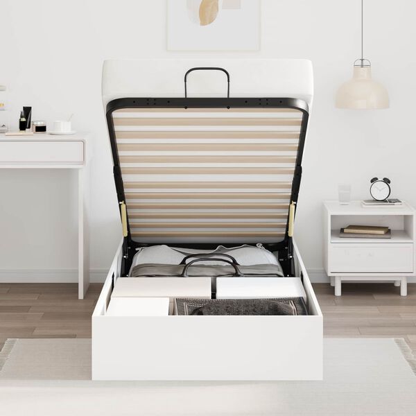 vidaXL Ottomani voodiraam Valge 193 x 120 x 25 cm Saepuruplaat