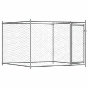 vidaXL koeraaedik, katuse ja uksega, hall, 2x2x1,5 m, tsingitud teras