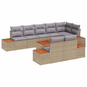 vidaXL Aia Diivanikomplekt padjaga 8 pcs Beež ja heledhall Pol&uuml;rottang