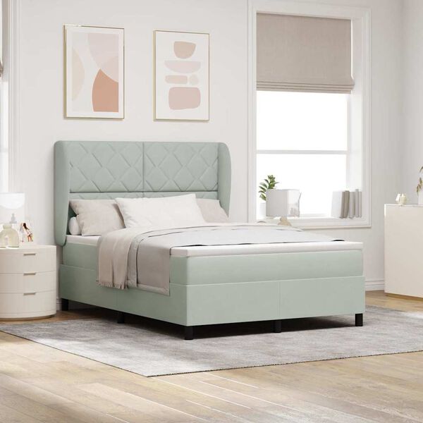 vidaXL Karbi vedrumadrats madratsiga Helehall 200 x 140 cm Pol&uuml;ester