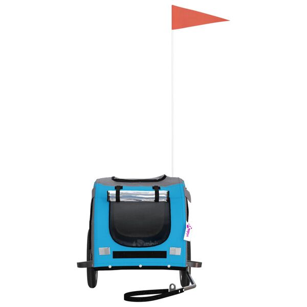 vidaXL lemmiklooma ratta j&auml;relk&auml;ru, sinine ja hall, oxford kangas/raud