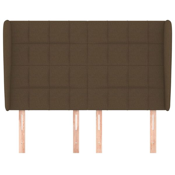 vidaXL voodipeats servadega, tumepruun, 147x23x118/128 cm, kangas