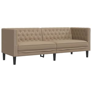vidaXL Chesterfieldi diivan, 3-kohaline, cappuccino-v&auml;rvi, kunstnahk