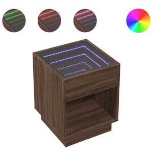 vidaXL &ouml;&ouml;kapp LED-tuledega, pruun tamm, 40x40x50 cm