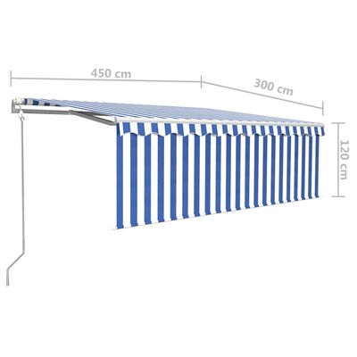 vidaXL automaatne varikatus rulooga, 4,5x3 m, sinine/valge