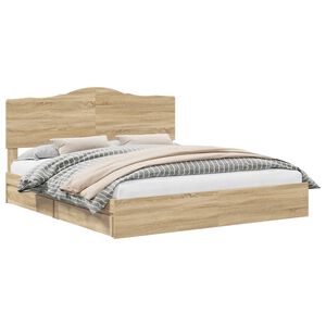 vidaXL Laos voodi peaga sahtliga Sonoma tamm 180 x 200 cm Tehispuit