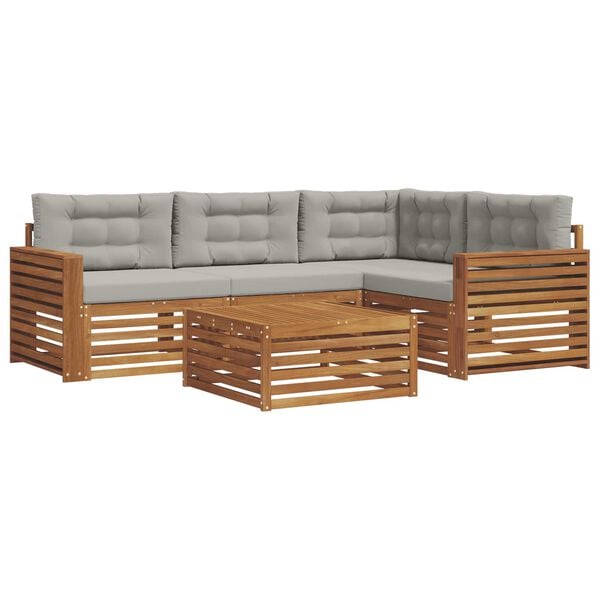 vidaXL V&auml;li diivanikomplekt padjaga 5 pcs Looduslik ja Hele Hall