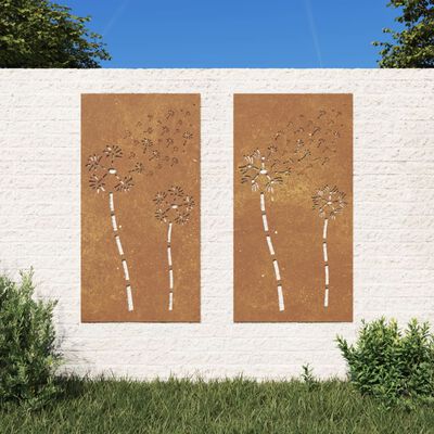 vidaXL aia seinakaunistus, 3 osa, 105x55 cm, Corteni teras lilledisain