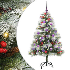 vidaXL Tehisj&otilde;ulupuu Roheline ja valge 150 cm PVC, metall ja plastik
