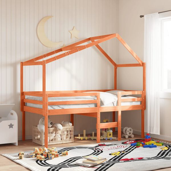 vidaXL k&otilde;rge voodi, katusega, meepruun, 75 x 190 cm, m&auml;nnipuit