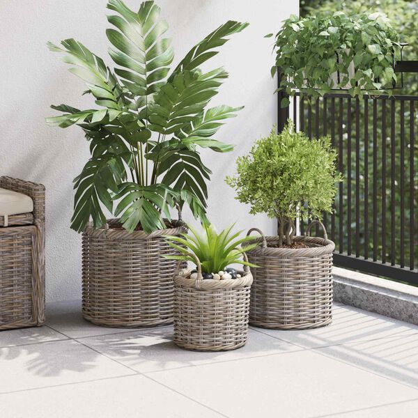 vidaXL Istutuskorv ladustamisega 3 pcs Kubu Hall Kubu rattan