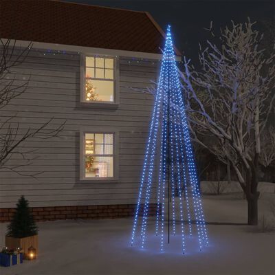 vidaXL jõulupuu vaiaga, sinised 732 LEDi, 500 cm