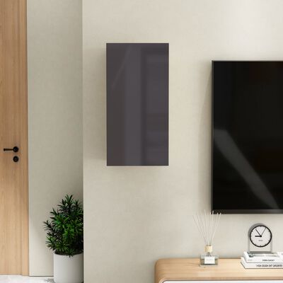 vidaXL telerikapp, kõrgläikega hall, 30,5 x 30 x 60 cm, puitlaastplaat