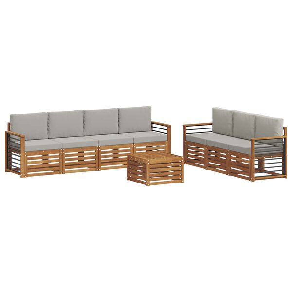 vidaXL Diivanikomplektid 8 pcs Looduslik ja Hele Hall Tugev akatsiapuu