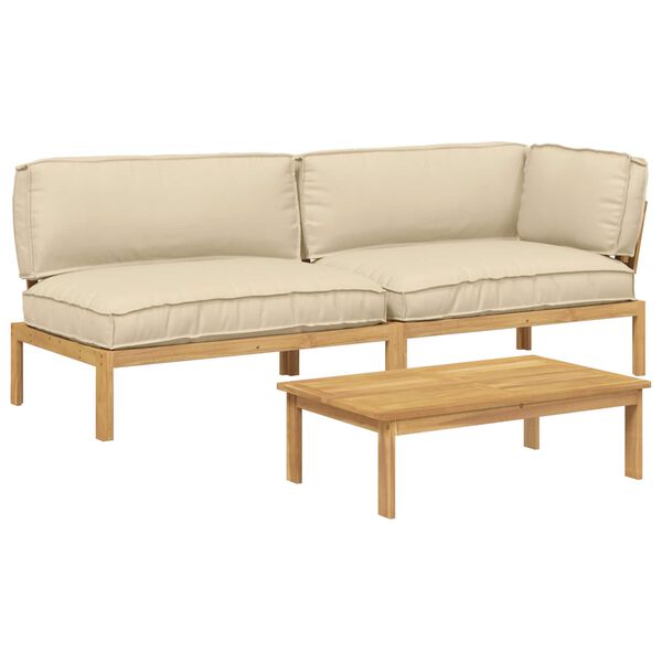 vidaXL Diivanikomplekt padjaga 3 pcs Beež Tugev akatsiapuu